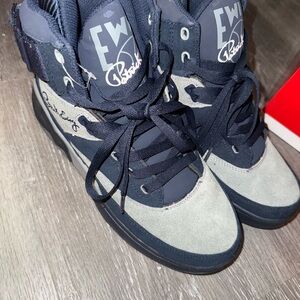 Ewing Athletics Navy and Gray High-Top Sneakers